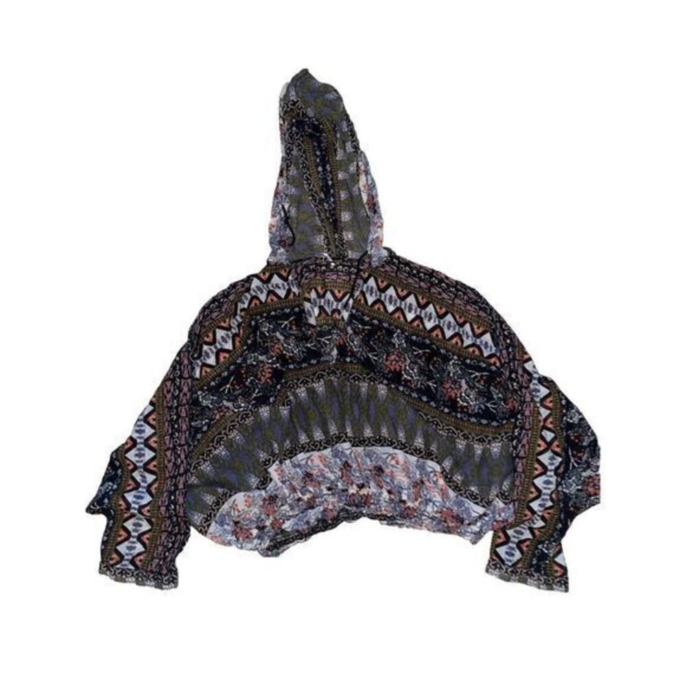 Free People Hold On Tight Gauze Hooded Top XS / Small Lightweight Festival Boho